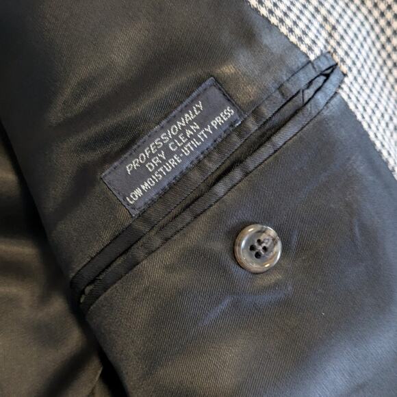 Oak Creek Blazer Mens 44R Worsted Wool Houndstooth Black - Picture 9 of 11